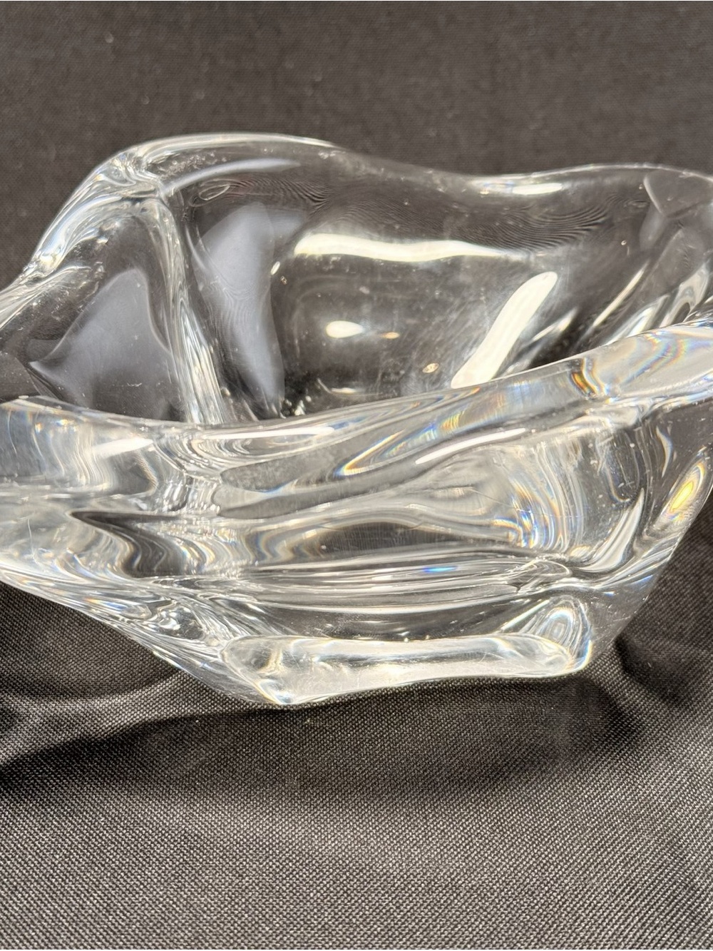 Daum France Crystal Vide Poche Catchall Dish 19.7cm Organic Art Glass